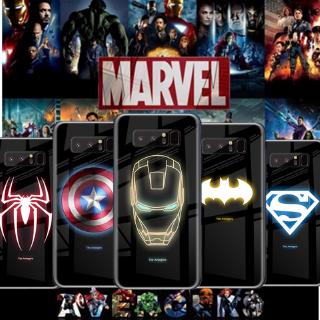 Ốp điện thoại mặt kính cường lực họa tiết siêu anh hùng marvel cho SAMSUNG S8 S9 S10 PLUS Note 8 9 10 Plus