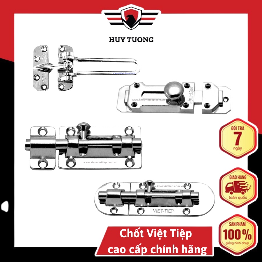 Chốt cửa, chốt ngang an toàn cao cấp Việt Tiệp  inox không gỉ  - Huy Tưởng