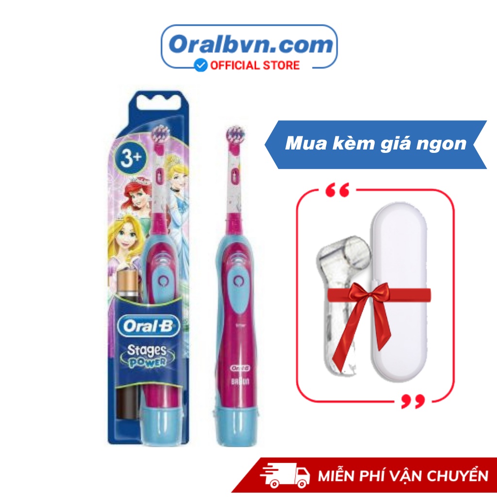 Bàn chải điện đánh răng tự động Oral-B Disney cho trẻ em sử dụng pin, bé gái từ 3 tuổi chính hãng