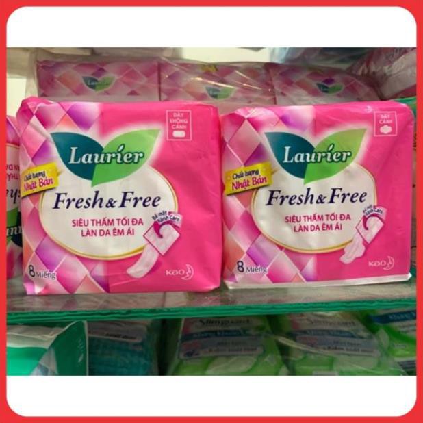 Băng vệ sinh Laurier Fresh and Free dày không cánh và Không Cánh 8 miếng