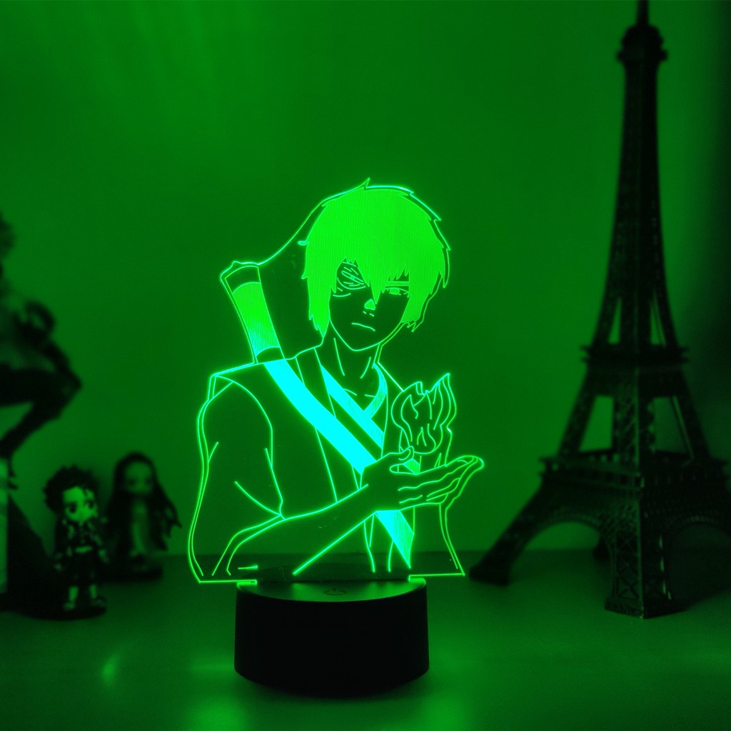 Anime Night Light Avatar The Last Airbender Zuko Nút cảm ứng Usb Led 7 Màu Người hâm mộ Anime Quà tặng Trang trí nội thất Đồng hồ Cơ sở Đèn bàn