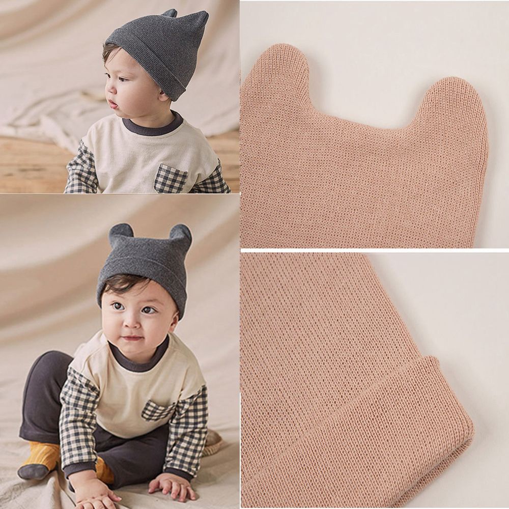 Nón dệt kim trùm đầu giữ ấm kiểu dáng tai gấu màu đơn sắc xinh xắn cho bé / đạo cụ chụp hình chất lượng cao
