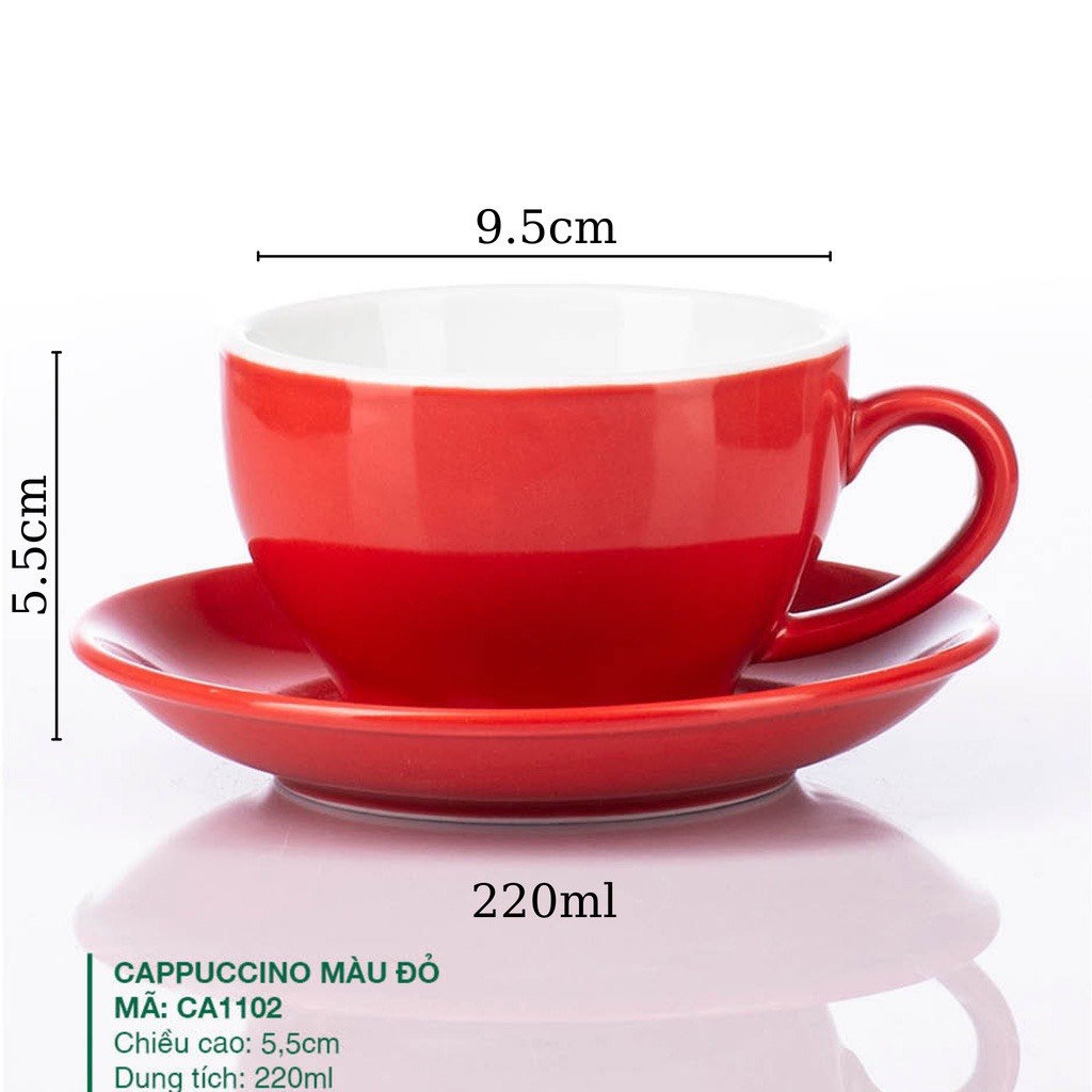 Ly Cà Phê Tách Cafe Capuchino 220ml Dáng Thấp Gốm Sứ Bát Tràng Cao Cấp nhiều màu