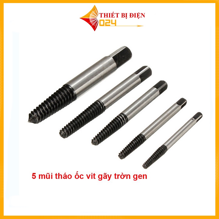 Bộ Tháo Bu Lông Ốc Vít-5 Mũi (Tháo Khoét Ốc Gẫy Trờn Ren )