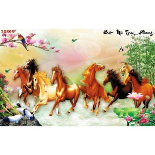 Combo tranh đính đá 3 bức Phật + công + ngựa