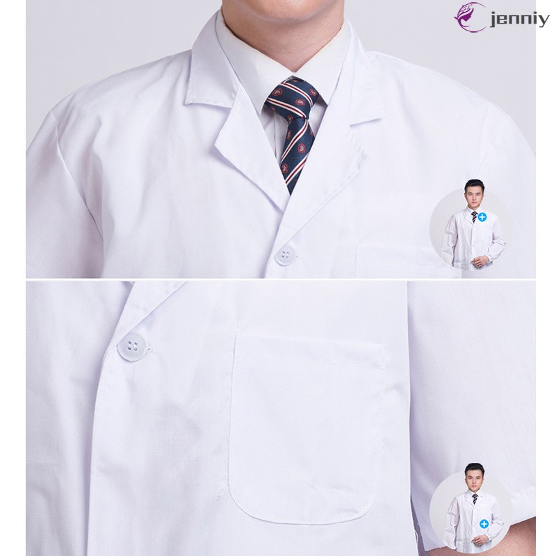 [JNY] Summer Unisex White Lab Coat Short Sleeve Pockets Uniform Work Wear Doctor Nurse Clothing