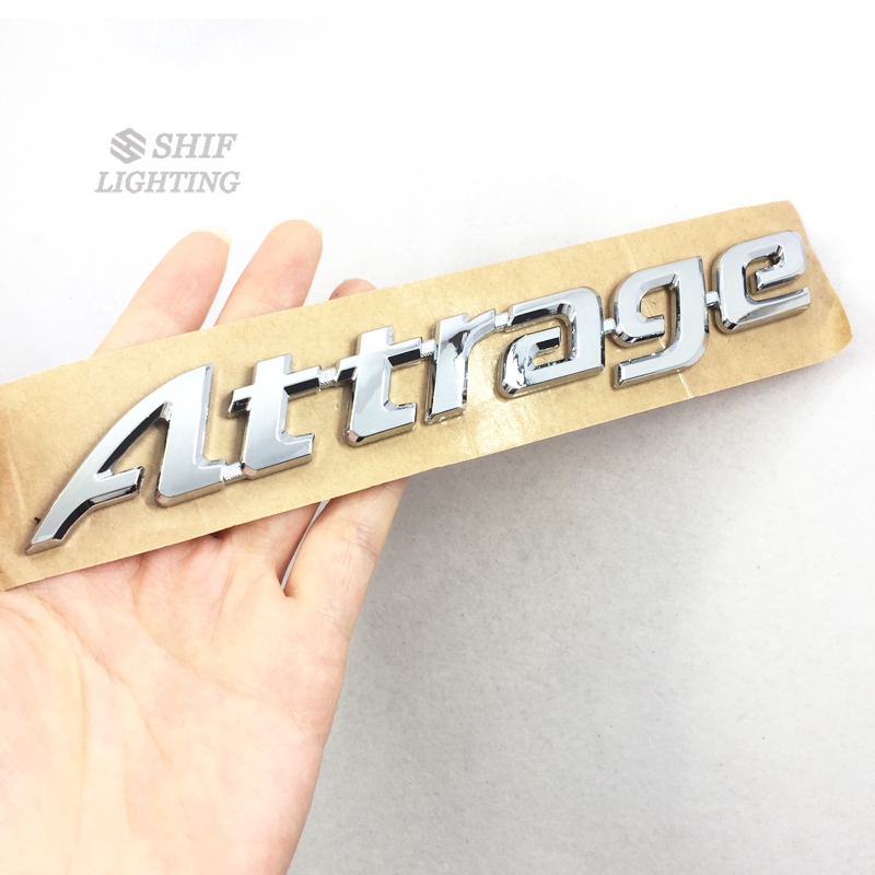 Nhãn dán logo Attrage bằng ABS crom trang trí nắp cốp xe hơi Mitsubishi Attrage