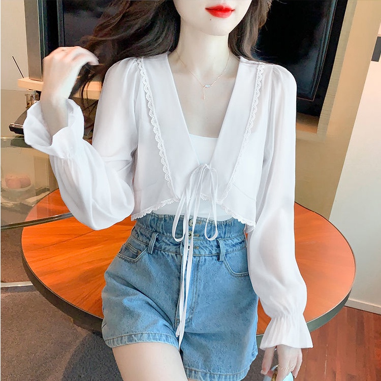 Áo Khoác cardigan Vải Voan Mỏng Dáng Ngắn Chống Nắng Thời Trang Mùa Hè Dành Cho Nữ