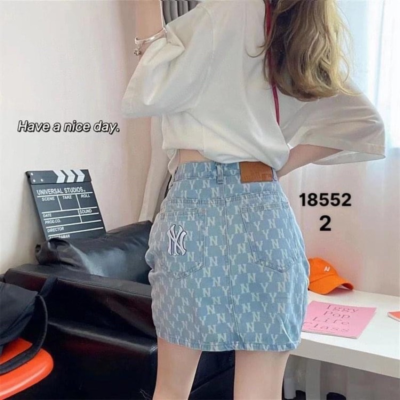 CHÂN VÁY JEAN CHỮ A DENIM M.L.B - NY