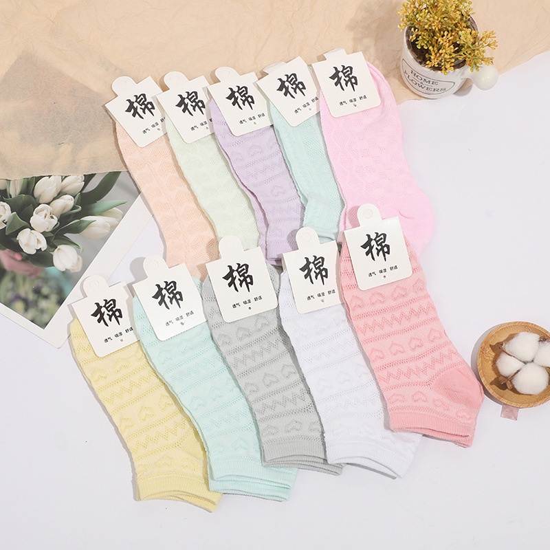 Set 5 Đôi Tất Cổ Thấp Thoáng Khí Màu Kẹo Ngọt Thời Trang Xuân Hè Cho Nữ