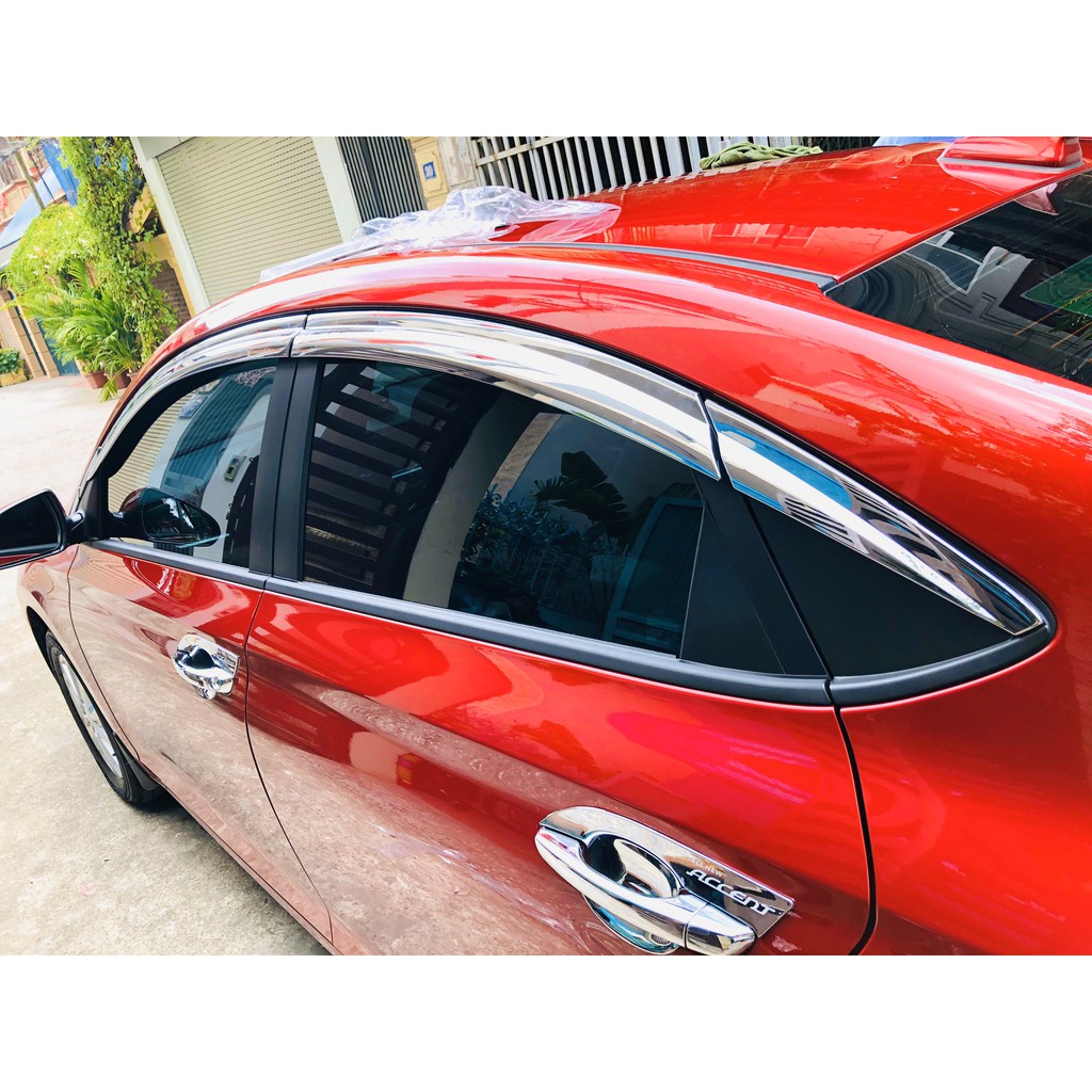 Bộ vè che mưa Mạ crom 10 chi tiết Cao cấp cho Hyundai Accent 2018-2021 nhập khẩu Hàn Quốc