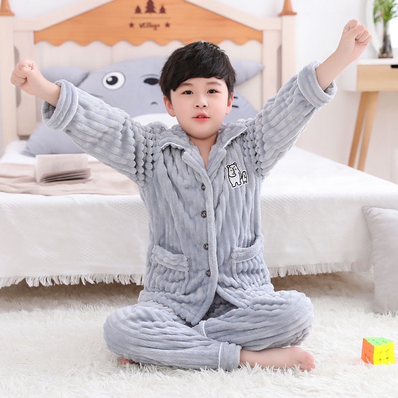 Bộ đồ ngủ nỉ mùa thu đông trẻ em cho bé trai và bé gái, bé lớn Sezi cho từ 8-50kg  hàng đặt trước 7 ngày giao hàng