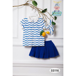 Set Cộc Tay Kẻ Ngang (Áo, Váy Liền Quần, Băng Đô) Lapomme SS116