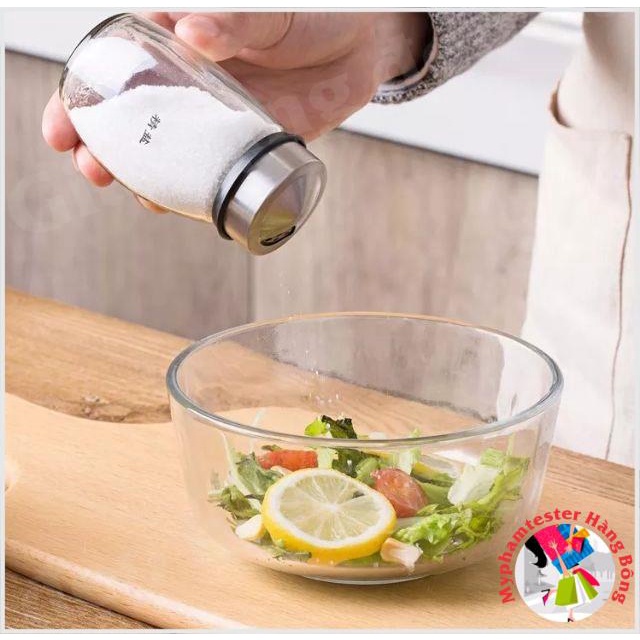 Set 6 lọ gia vị thủy tinh kèm giá đỡ xoay 360 độ