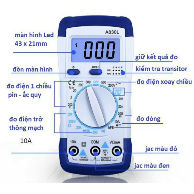 Đồng Hồ Đo Vạn Năng XL830L (kèm pin 9v)