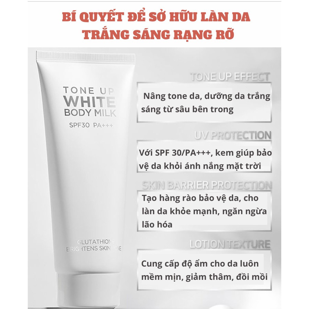 KEM DƯỠNG TRẮNG DA White Tone Up Body Milk SPF 30 PA+++ | BigBuy360 - bigbuy360.vn