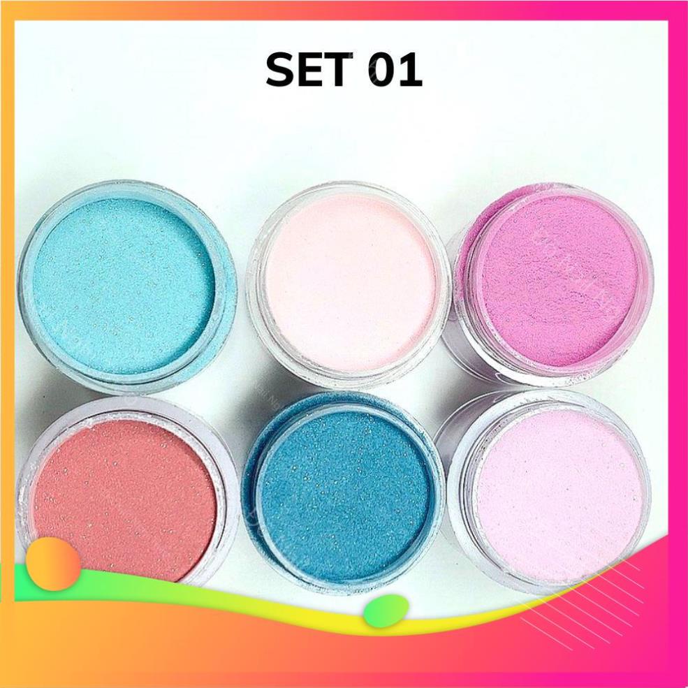 giagia Bột nail đắp móng nặn hoa Jeliva set 6 màu