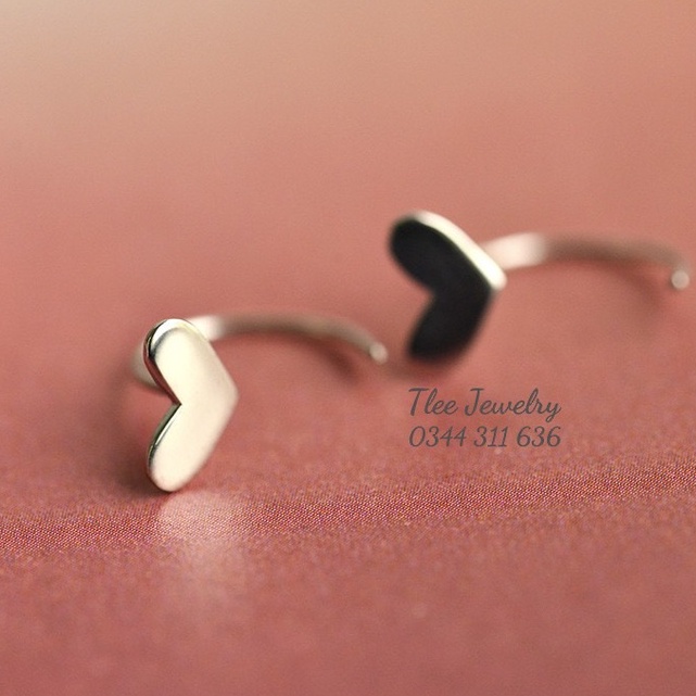 Khuyên tai bạc TLEE móc trái tim basic TleeJewelry B0300