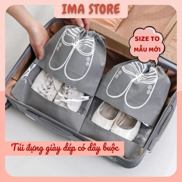 Túi đựng giày dép IMA Store vải dù dây rút cao cấp size to, bảo quản chống ẩm mốc, bỏ vừa vali du lịch