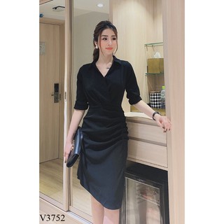 Váy thiết kế cổ V nhún eo tay dài LAZI - V3752