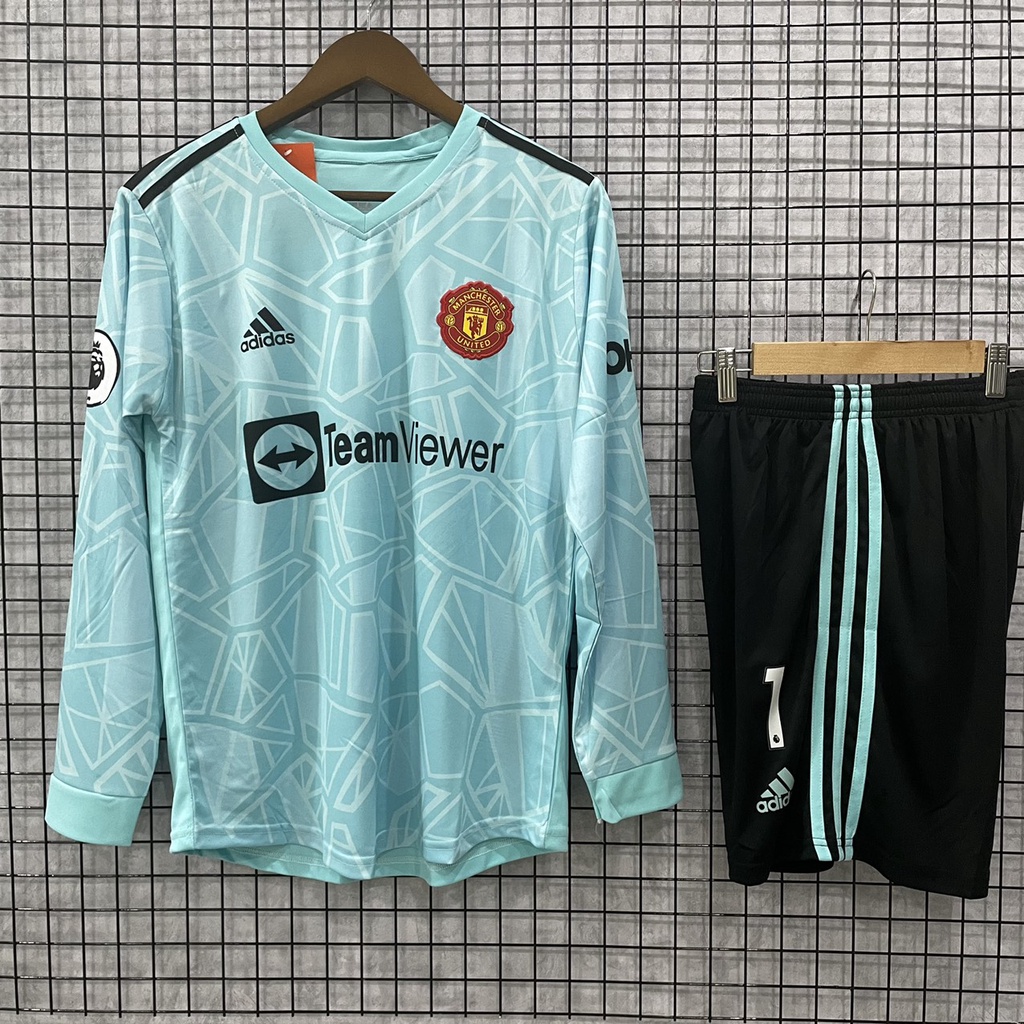 Bộ quần áo in tên DE GEA MU dài tay xanh lam TM thiết kế Zuka 2023