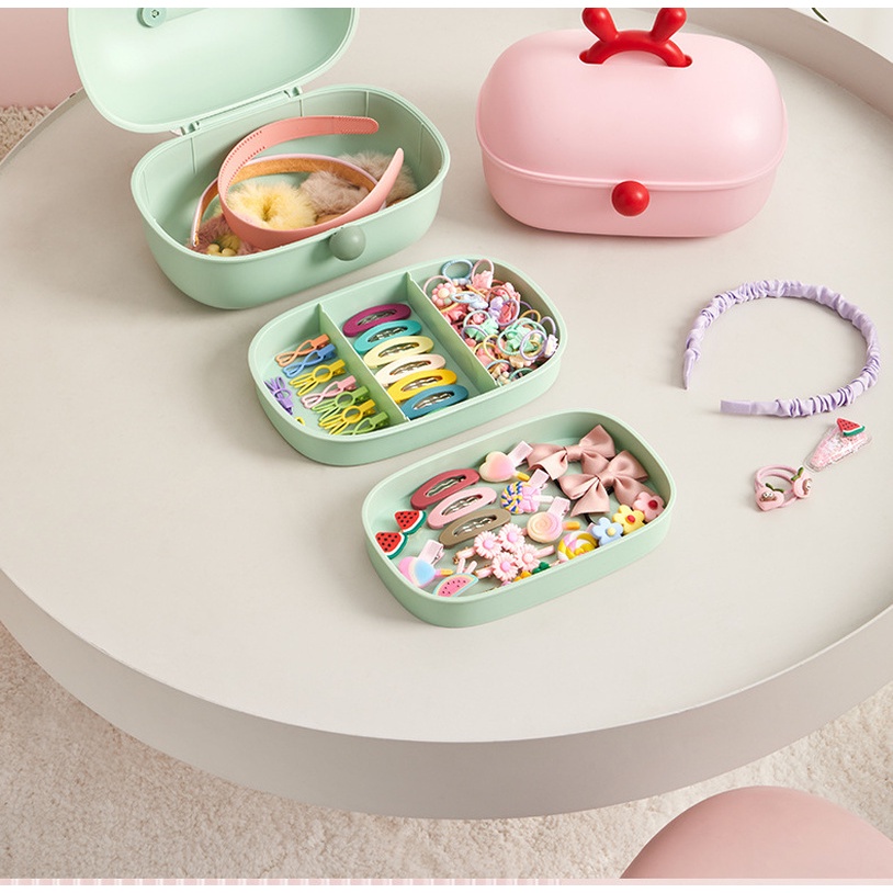 Hộp Đựng Trang Sức/Dây Buộc Tóc Nhiều Tầng Họa Tiết Hoạt Hình Dễ Thương