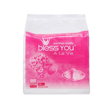 KHĂN NAPKIN BLESS YOU ALAVIE 23X23 GÓI 100 TỜ - 001