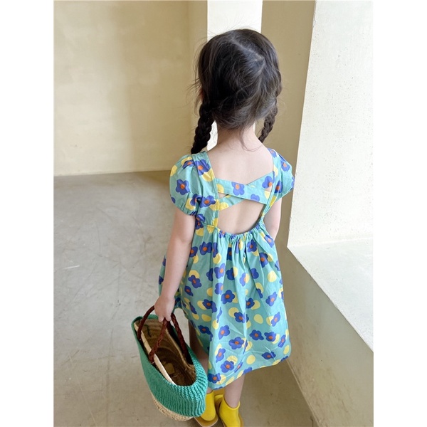 Váy Bé Gái ❤️V0050❤️Chất đũi lạnh siêu mềm mượt thiết kế dây lưng Đan chéo. Đầm hoa xinh