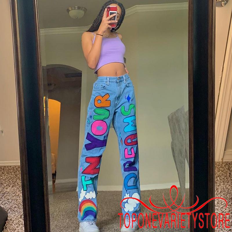 Quần jeans lưng cao ống đứng thời trang Hàn Quốc sành điệu | BigBuy360 - bigbuy360.vn