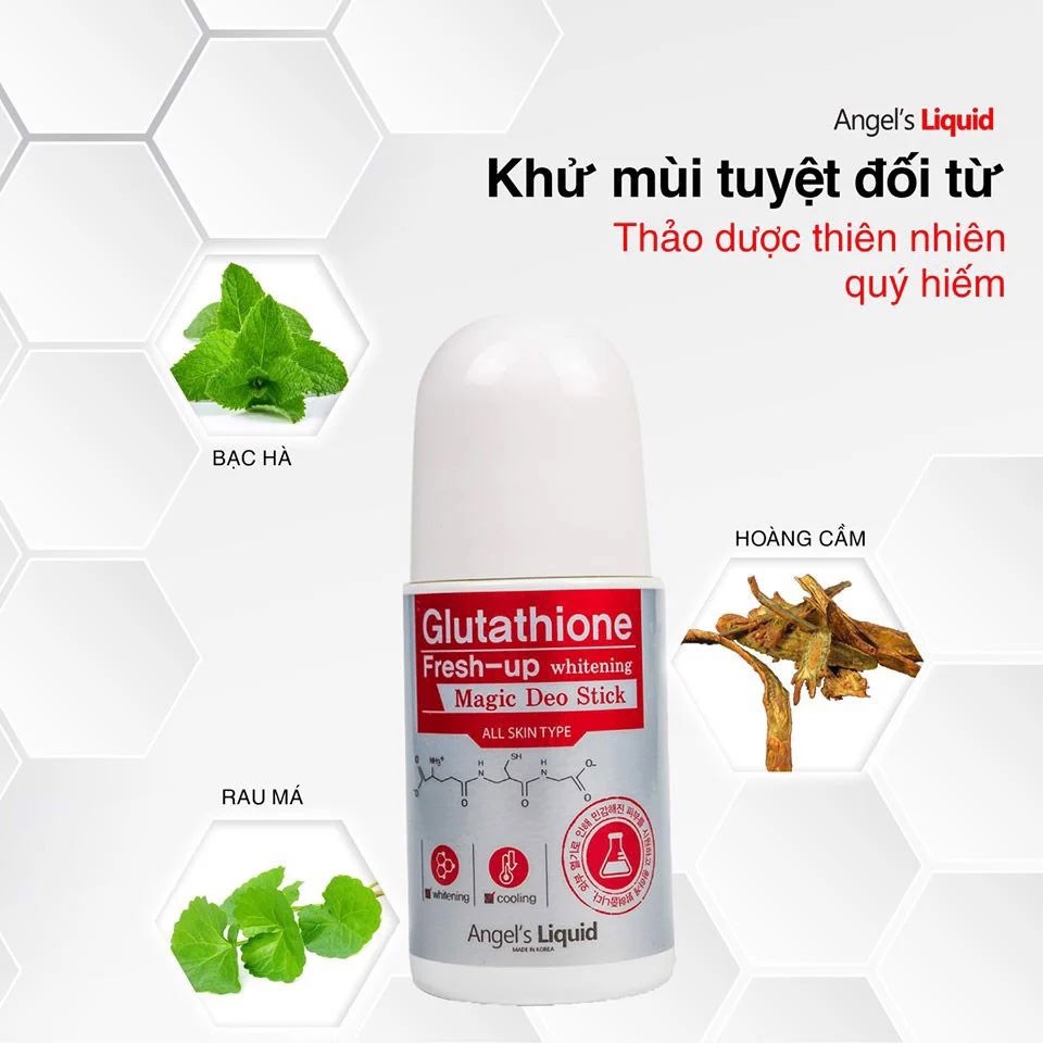 Lăn Khử Thâm Angel's Liquid Sáng Da Vùng Dưới Cánh Tay Glutathione Fresh-Up Whitening Magic Deo Stick 60ml