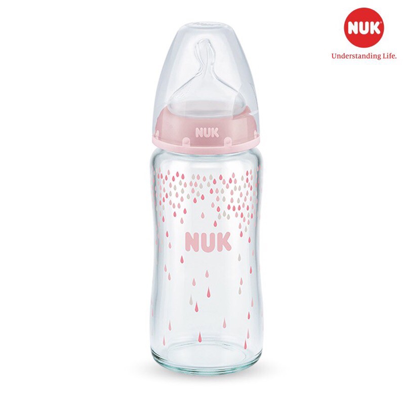 BÌNH SỮA CHỈNH NHA CỔ RỘNG NUK THỦY TINH 120ML / 240ML NHẬP KHẨU ĐỨC