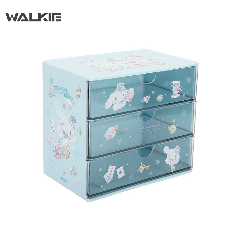 Walkie Sanrioed Cinnamoroll My Melody Kuromi Purin Hộp Đựng Mỹ Phẩm Ba Tầng Hình Anime Kawaii