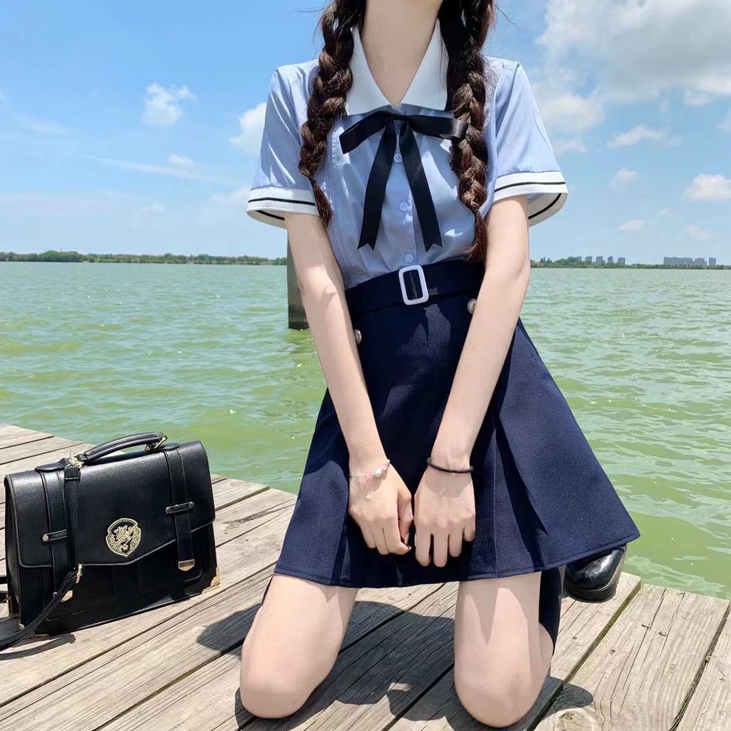 Bộ Đồng Phục Học Sinh Nữ Sinh Thái Lan Tay Ngắn Phong Cách Nghệ Thuật Hàn Quốc