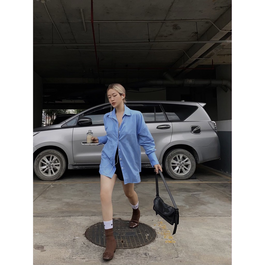 Là min - Áo Sơ Mi Xanh Form Oversized
