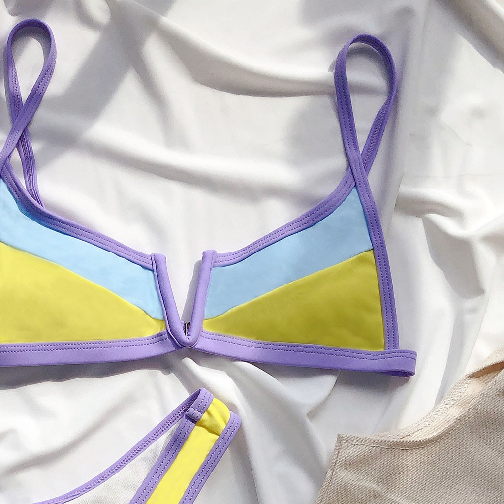 [Mã FACBGO245 giảm 10K đơn bất kì] Set đồ bikini đi biển có đệm lót nâng màu trơn gợi cảm cho nữ | BigBuy360 - bigbuy360.vn