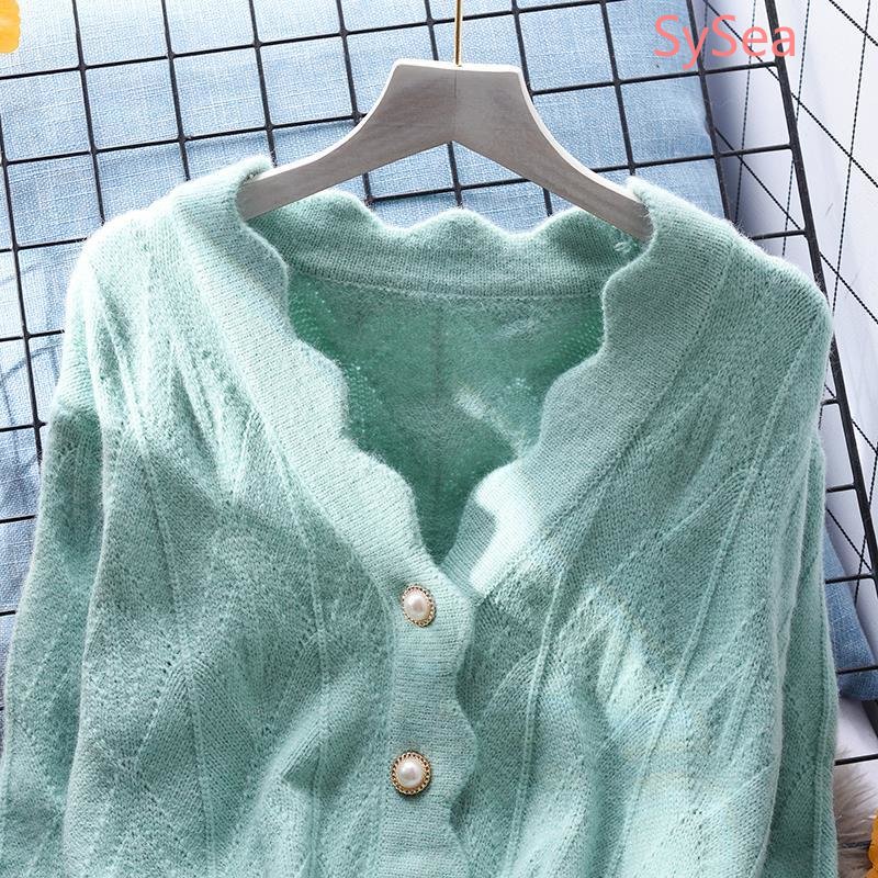 Áo Cardigan Dệt Kim Màu Sắc Ngọc Trai Phong Cách Hàn Quốc Cho Nữ