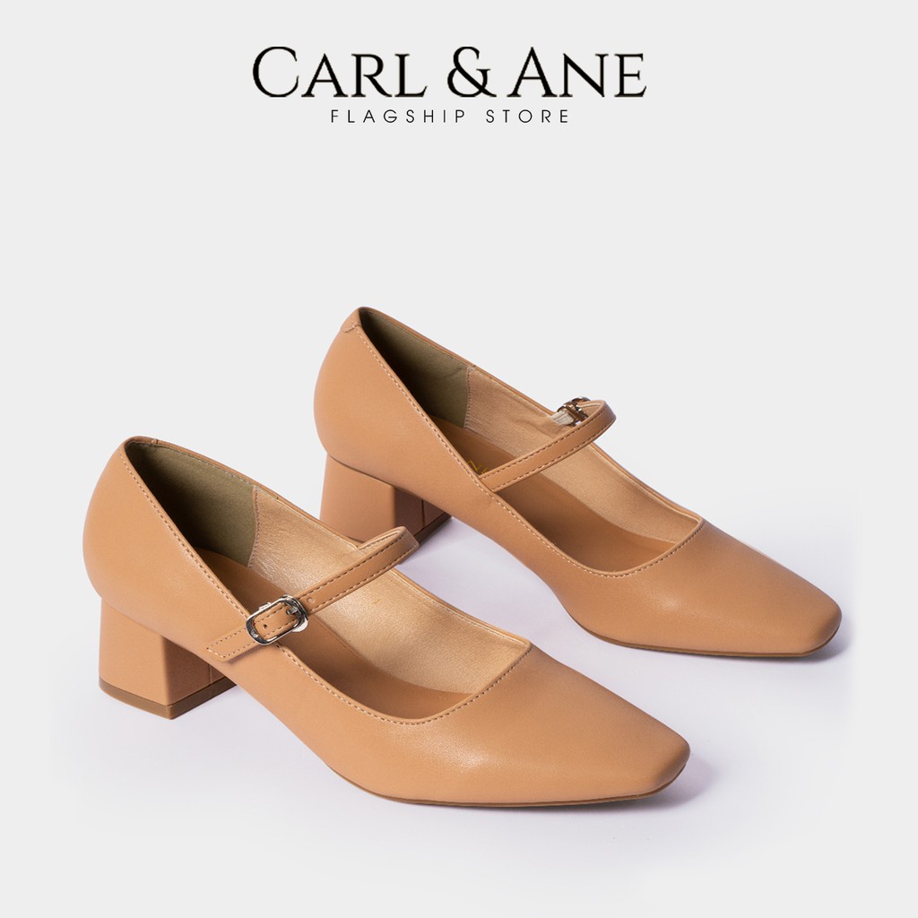 Carl & Ane - [Form lớn lùi 1 size] Giày cao gót thời trang nữ mũi vuông phối dây cao 5cm màu bò _ CP003 | BigBuy360 - bigbuy360.vn