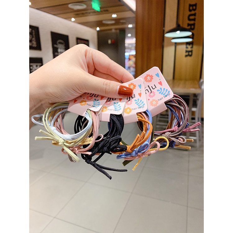 Set 6 Dây Thun Cột Tóc Phong Cách Đơn Giản Dễ Thương Dành Cho Nữ