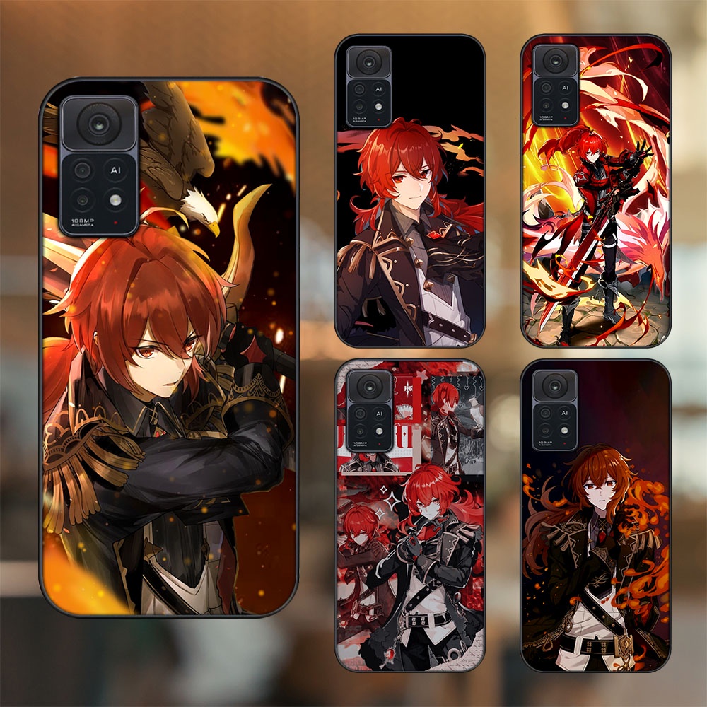 Ốp lưng Xiaomi Redmi Note 11 Pro 5G viền đen in hình Diluc Genshin Impact