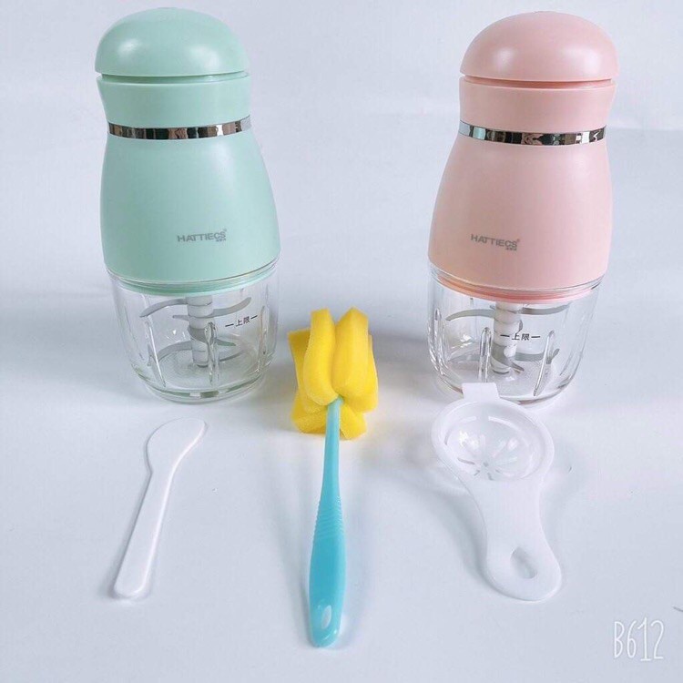 Máy Xay Đa Năng Hattiecs 200W Cối Thủy Tinh Ấm Baby Chế Biến Đồ Ăn Dặm Cho Bé Ấm Gift &amp; Decor