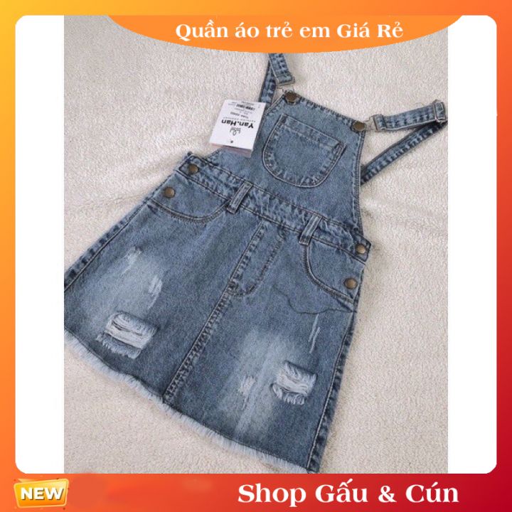 Yếm váy bò cho bé gái Hàng Quảng Châu chất bò mềm dày dặn size từ 10-16kg