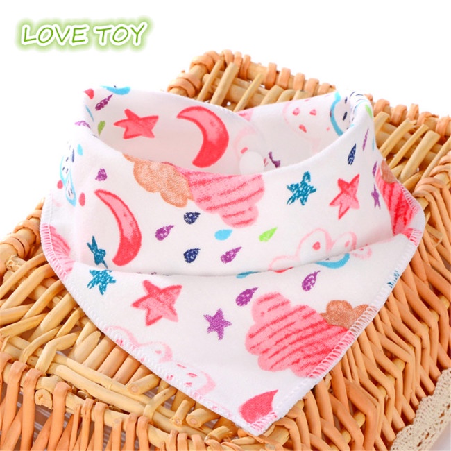 Yếm ăn cotton hình tam giác họa tiết hoạt hình xinh xắn dành cho bé