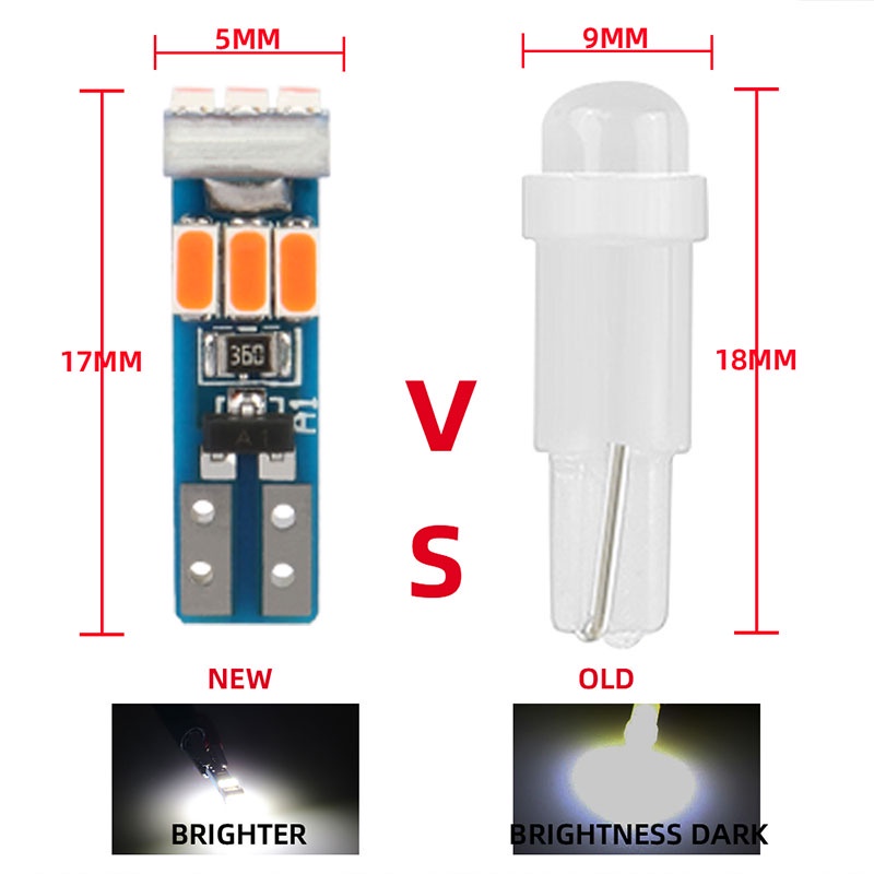 1 Đèn Led T5 3014 9SMD W3W 12V Gắn Bảng Điều Khiển Dành Cho Ô Tô