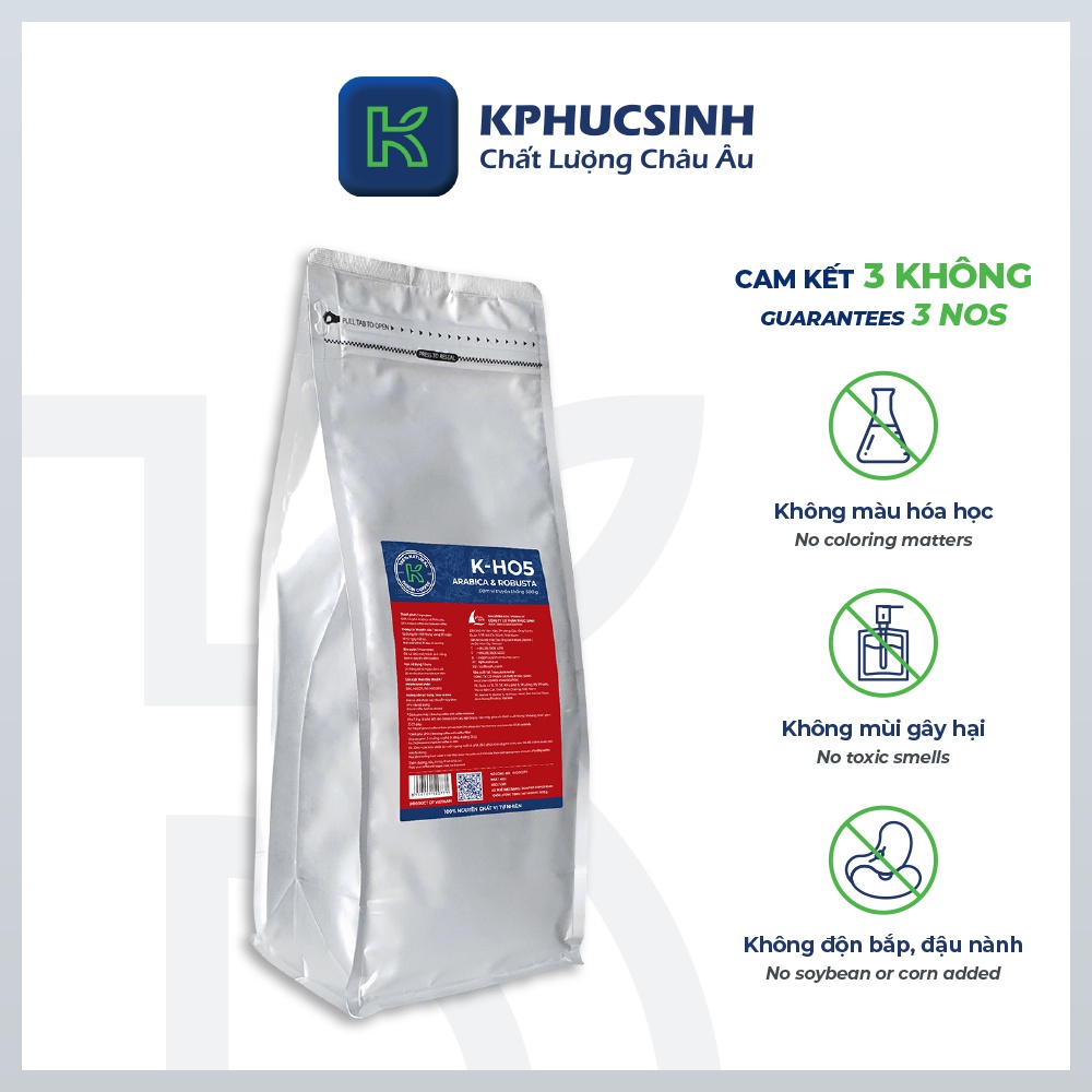 Combo 2 túi cà phê rang xay nguyên chất xuất khẩu K HO5 500g/túi KPHUCSINH - Hàng Chính Hãng