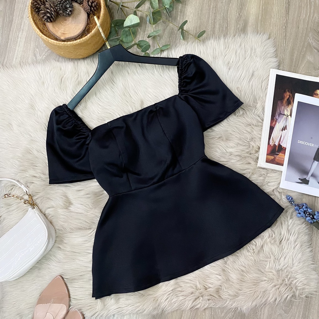Áo PepLum Cổ Vuông Tay Phồng Thiết Kế Cho Nữ BigSize 50-90kg - SHIP HOẢ TỐC TPHCM