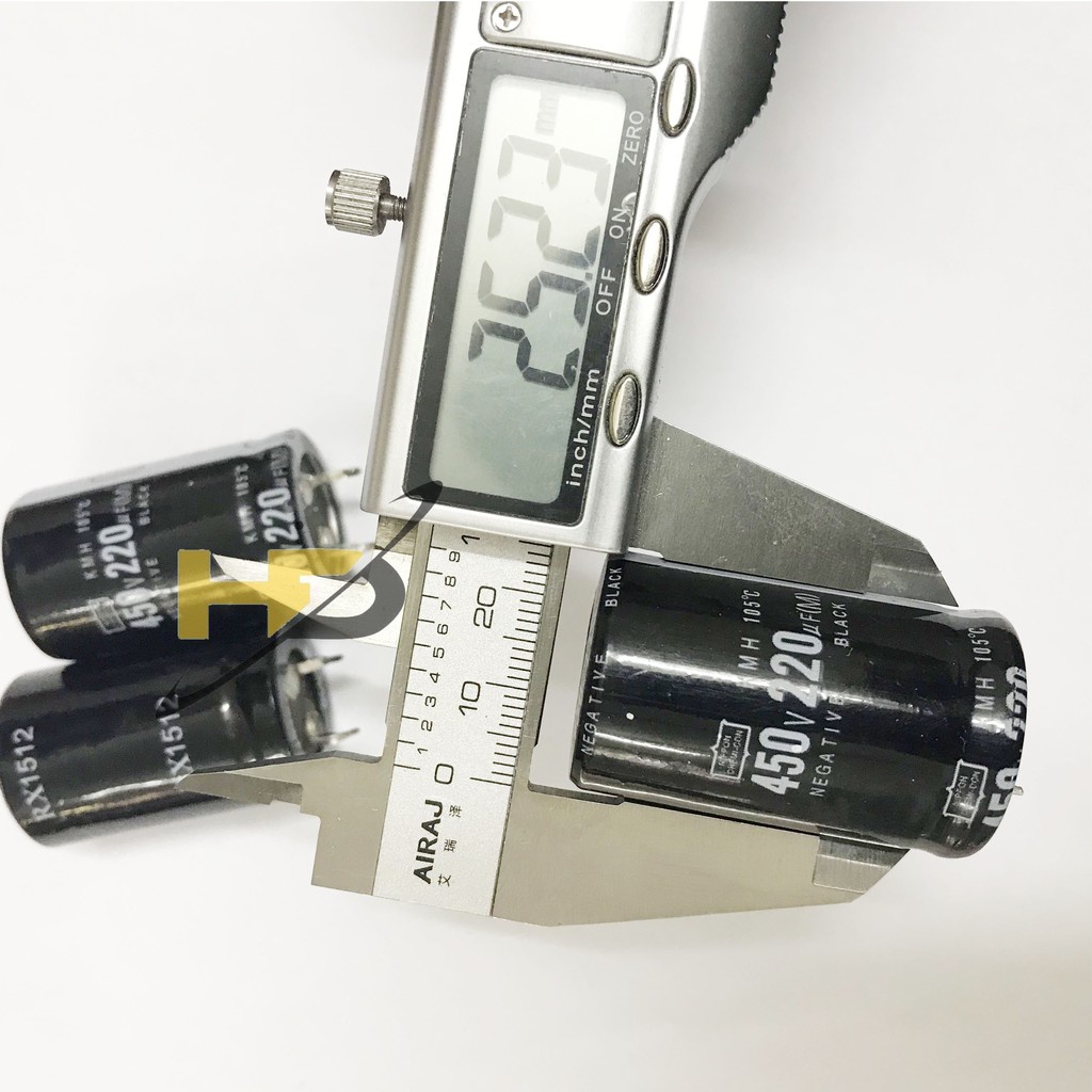 Tụ Sừng 220uF 450V, Tụ Hóa Phân Cực 25x40mm