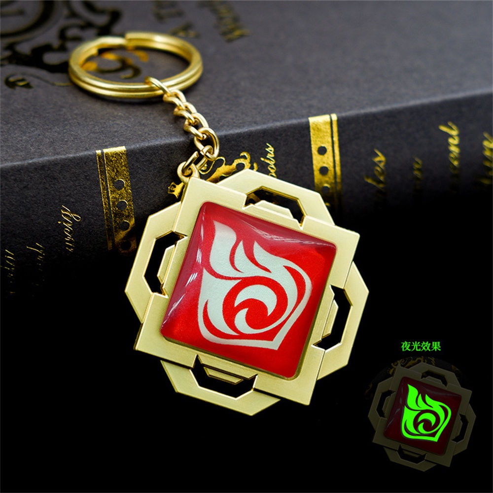 Móc Khóa Phát Quang Hình 7 Vũ Khí Trong Game Genshin Va Chạm