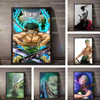 Tranh Vải Bạt Treo Tường In Hình Zoro One Piece Trang Trí Nhà Cửa