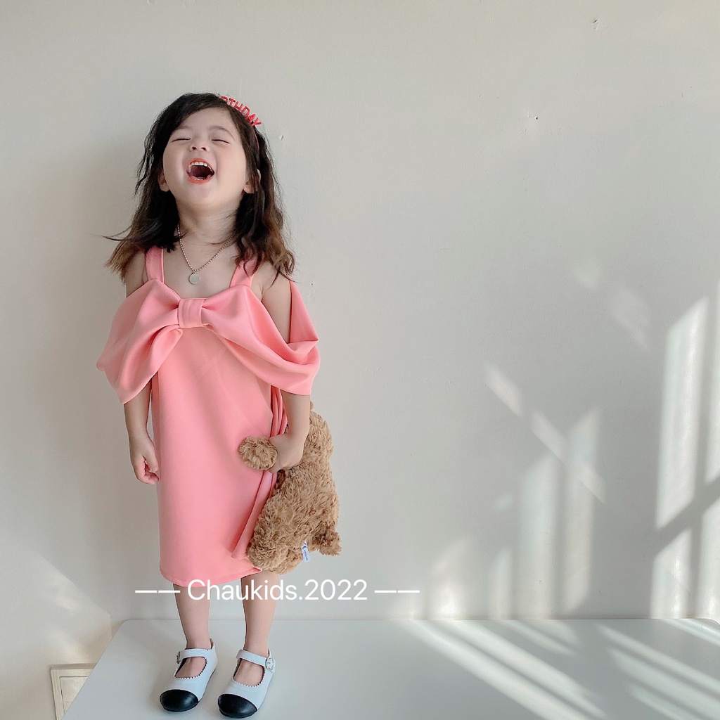 Váy hồng nơ sang chảnh bé gái
