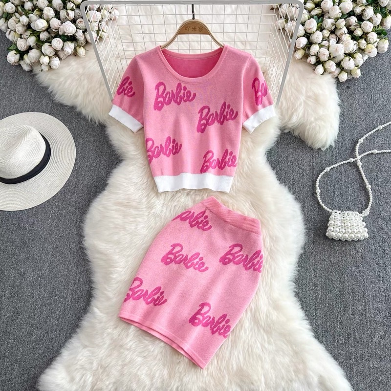Set len dệt kim - set váy len barbie hot